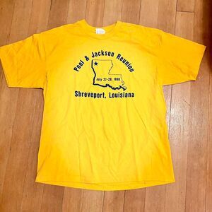 Vintage Yellow 1990 Shreveport Louisiana Reunion Graphic T-shirt (XL)